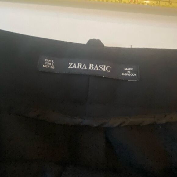 Zara Basic Cropped Wide Leg Black Pants Side Stripe with ZARA repeated Size L - Picture 12 of 13